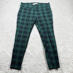 Old Navy Pants Womens L Green Plaid Stevie High Rise Ankle Stretch Party Holiday